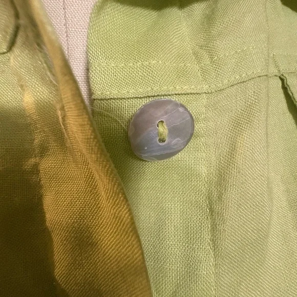 Allison Taylor 100% Linen Lime Green Two-Piece Set (Button Shirt & Pants) L - Picture 8 of 15